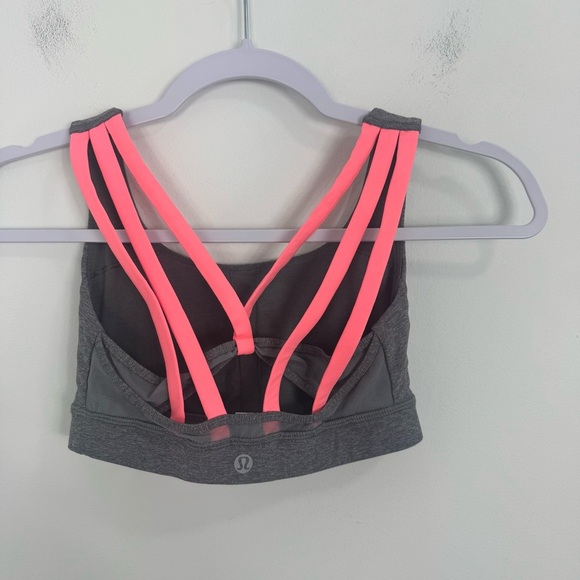 Lululemon Energy Bra Heathered Slate Grapefruit SZ 4 - Picture 7 of 11